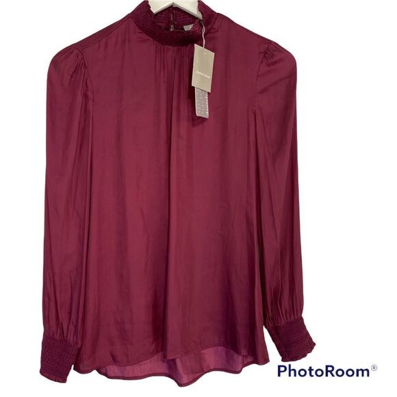 Stitch Fix Daniel Rainn Blouse Womens Small Burgundy Long Sleeve Gathered Top - Picture 1 of 6